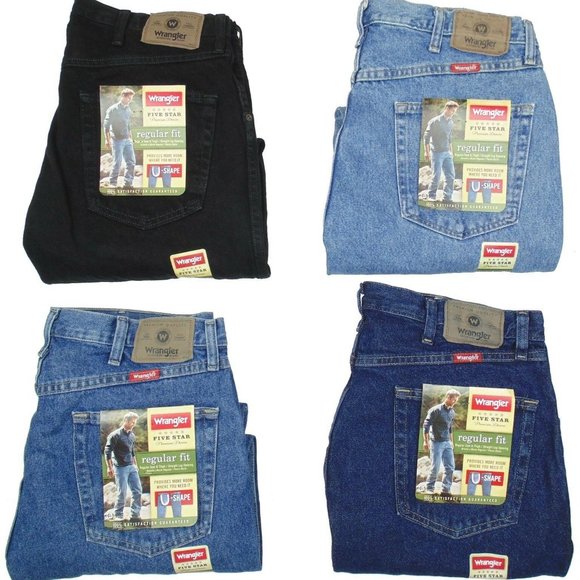 Wrangler Original Men's Jeans I Five Star Regular 100% Cotton Fit Jeans - Picture 1 of 12